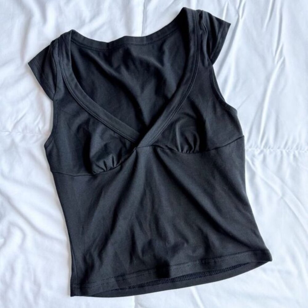 SHEIN Classic Black V Neck Top, XS